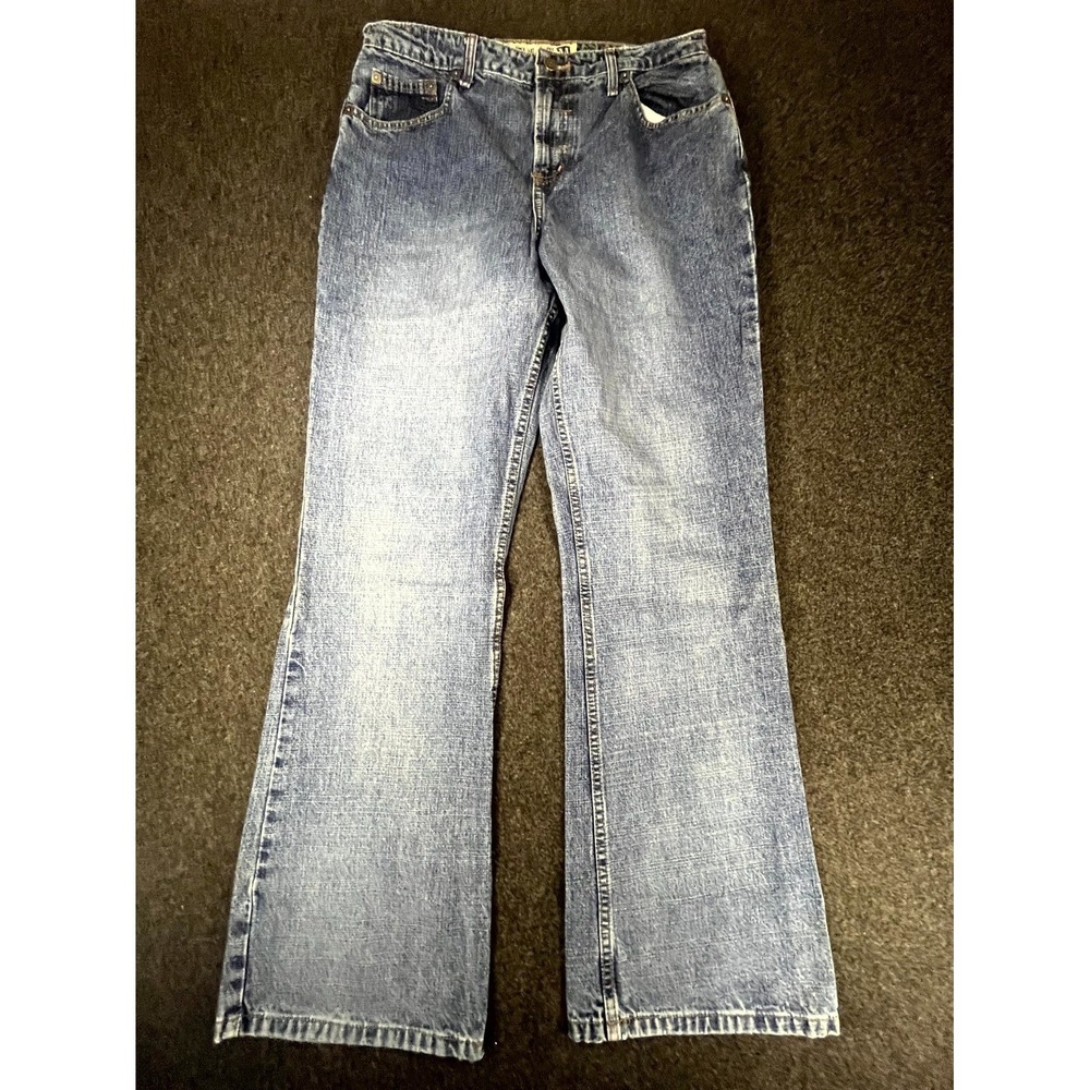 Y2K Maurices Flared Jeans Womens 11 12 Blue Denim Cotton High Rise Bell Bottom